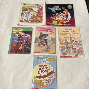 Variety of scholastic childrens books.